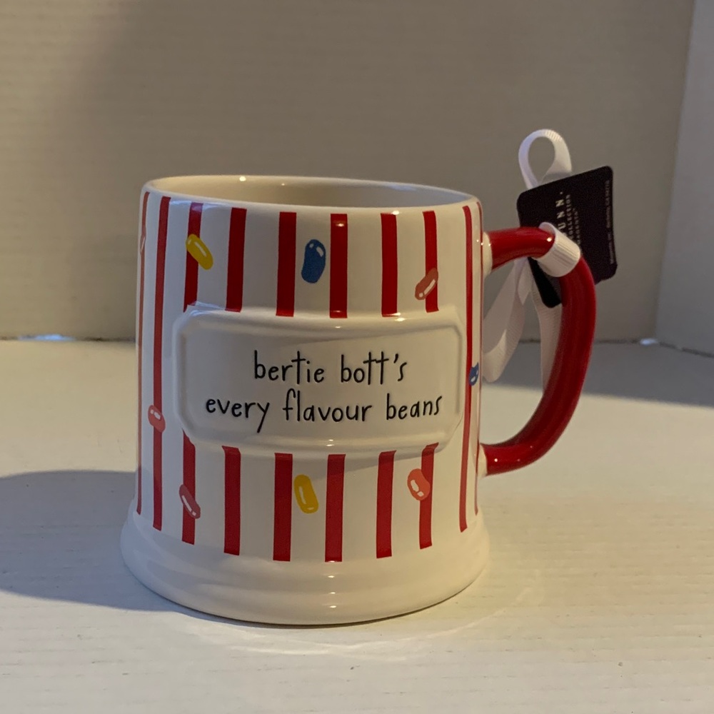 Rae Dunn Harry Potter Every Flavour Beans Striped Mug Red and White